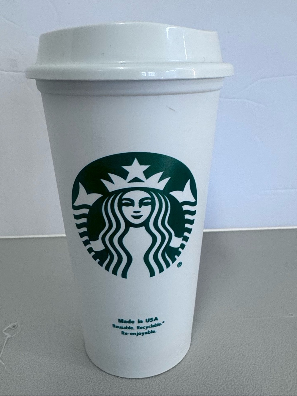 Starbucks 16 oz Reusable Coffee Cup Tumbler with Lid White BPA Free